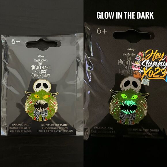 Loungefly Disney The Nightmare Before Christmas Jack Wreath GITD Enamel Pin - Picture 1 of 3